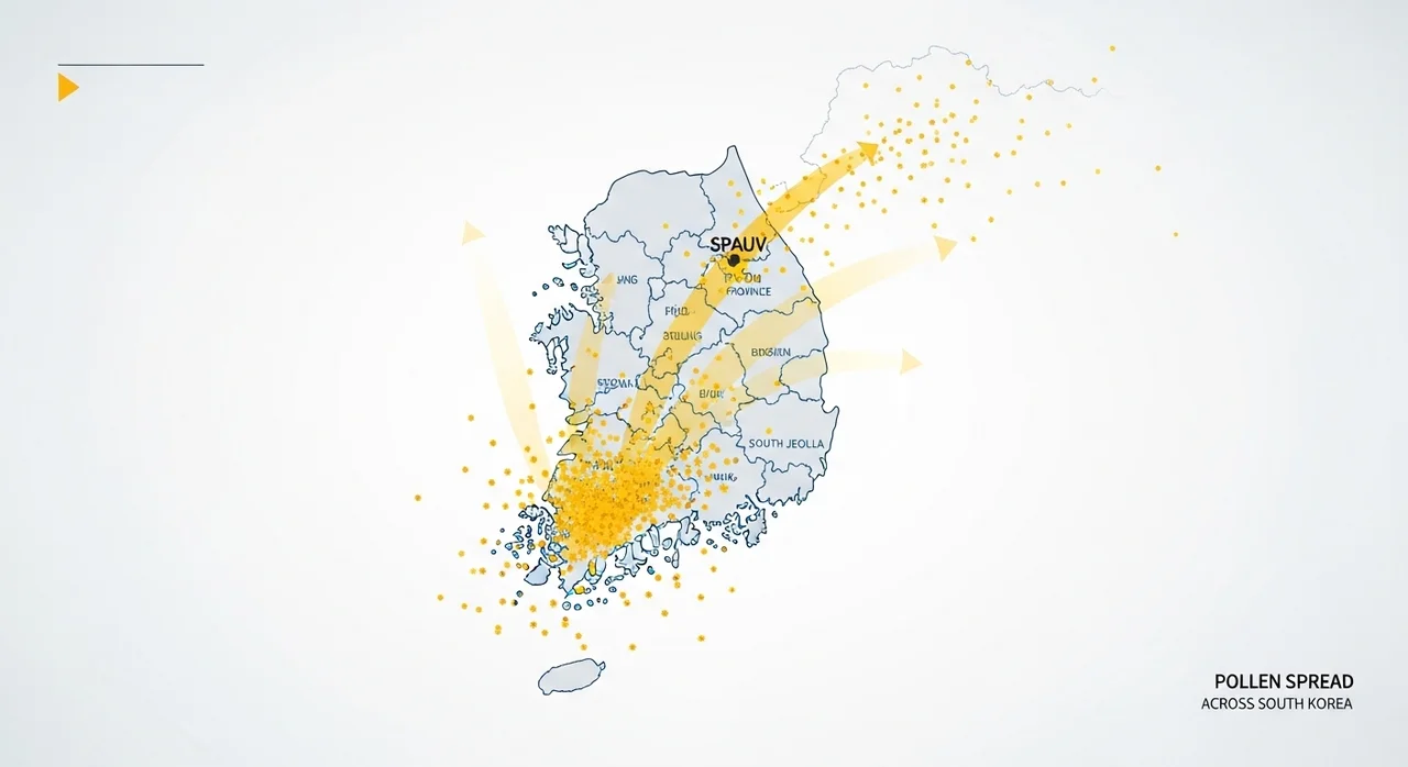 지역별 송화가루 절정 시기 및 특징