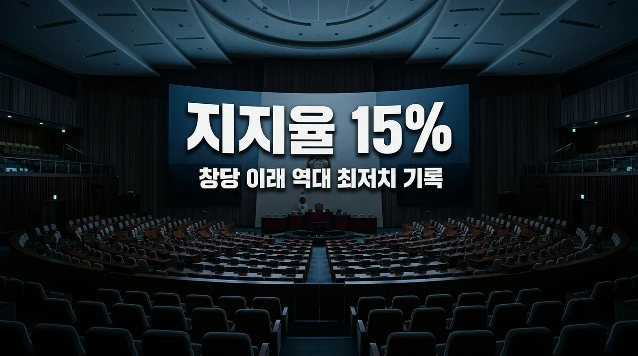 국민의힘 지지율 15% 창당 이래 최저치, 보수 텃밭도 흔들리는 이유
