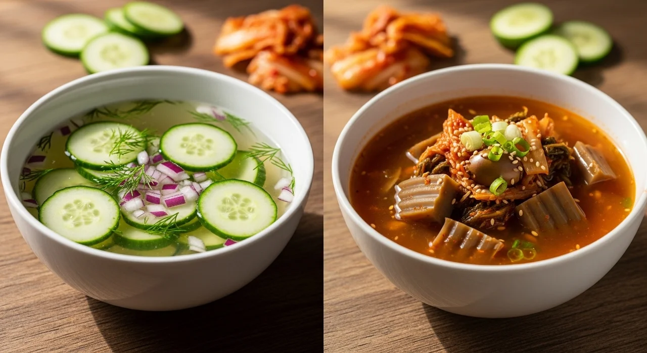 냉국 vs 묵사발, 상황별 육수 배합 비교