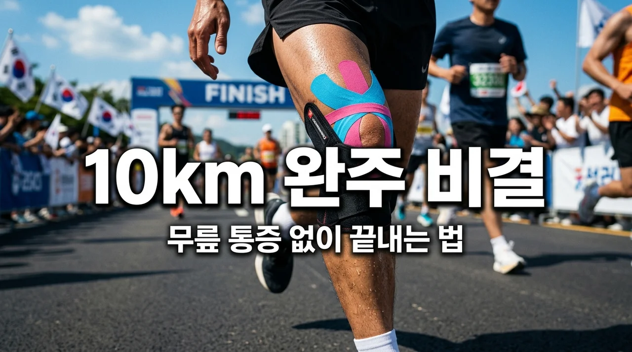 마라톤 10km 완주 후기, 무릎 통증 예방 테이핑 보호대 필수인 이유