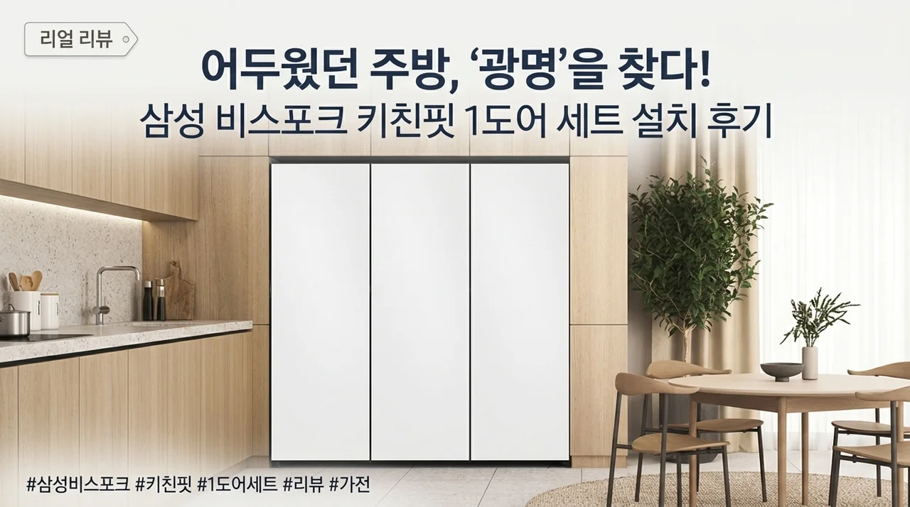 [리얼후기] 삼성 비스포크 냉장고 키친핏 1도어 세트 설치하고 주방 광명 찾은 이유