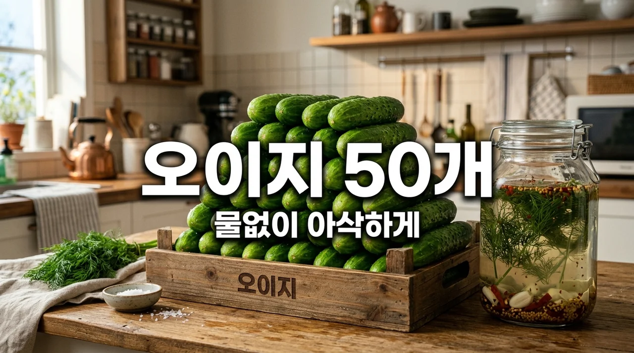 물없이 오이지 50개 담그는법, 끓이지 않고 아삭함 1년 유지하는 비결