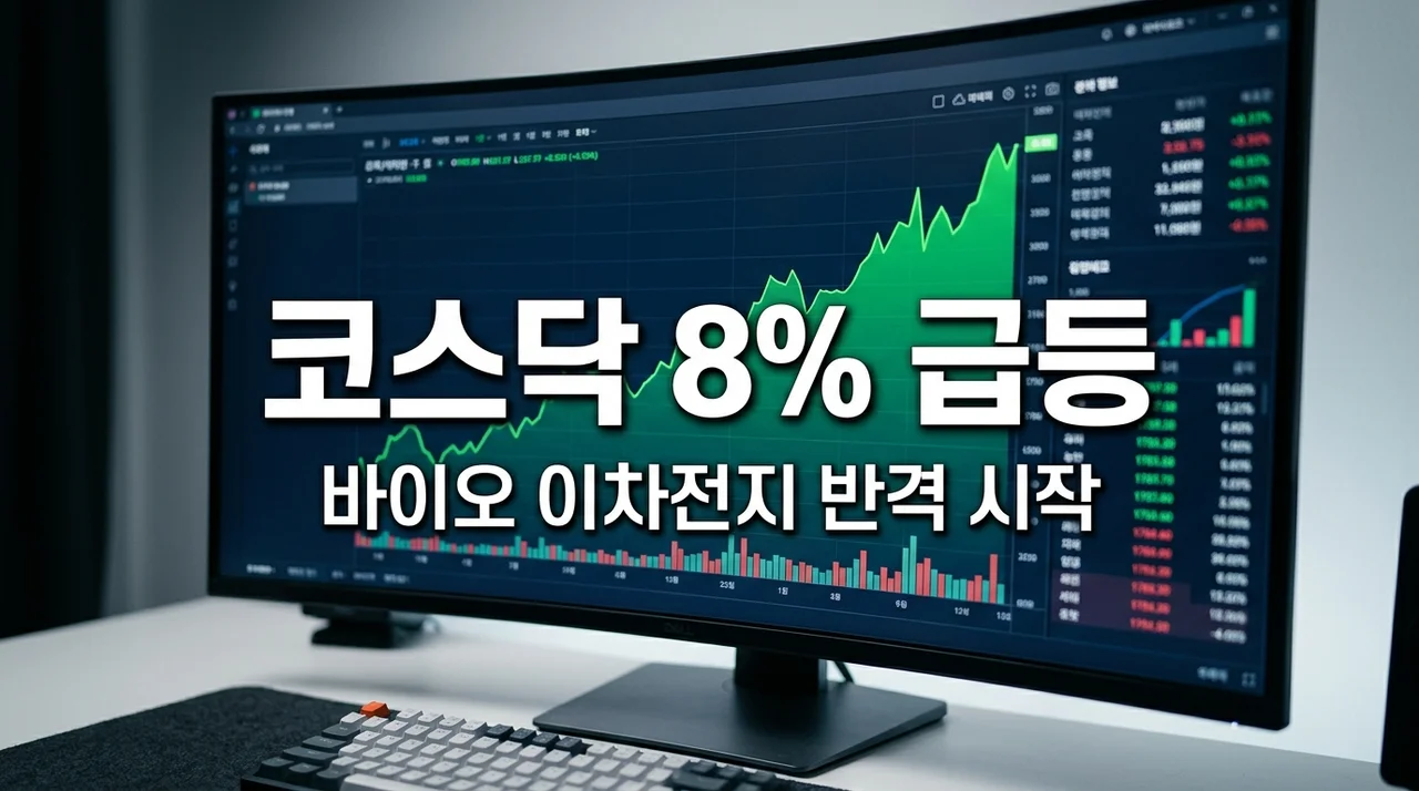 반도체 주가 하락에도 웃은 이유? 코스닥 8% 급등 속 바이오 이차전지 전망