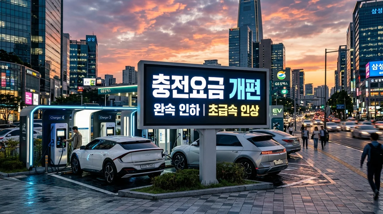 전기차 충전요금 5단계 개편! 완속 9% 인하와 초급속 인상 실익 분석