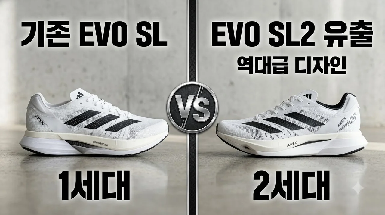 아디다스 EVO SL2 실물 유출 및 출시일 정보 총정리: 디자인 변화 확인