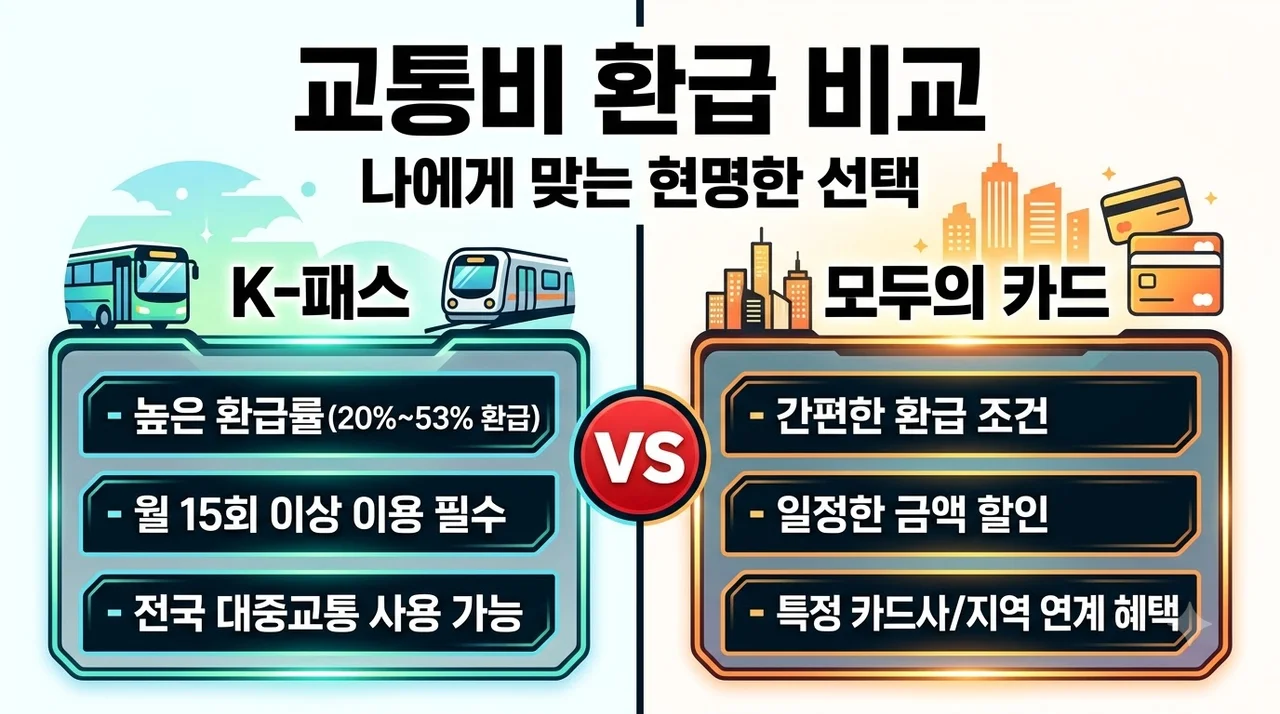 K-패스 vs 모두의 카드 차이 비교! 2026 교통비 환급 혜택 총정리